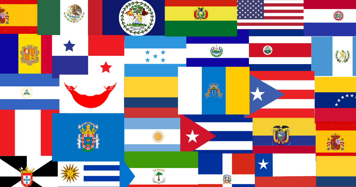 Collage of flags of hispanic countries